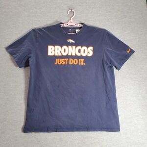 Denver Broncos Men Shirt 2XL Blue Logo Nike Just Do It Short Sleeve Crew Neck